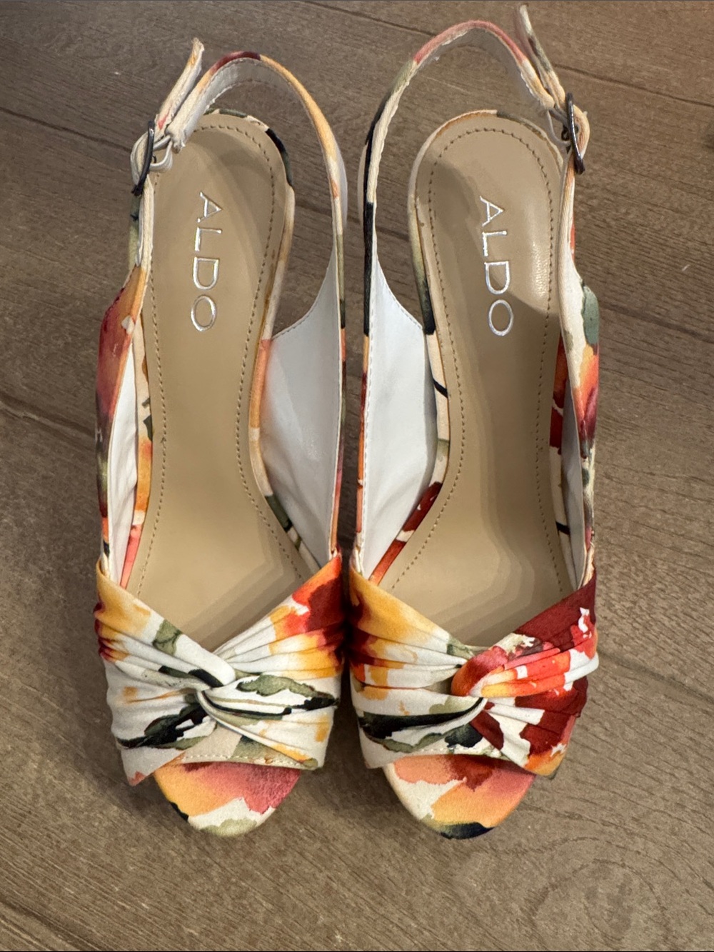 ALDO Women's Floral Peep Toe Heels 7